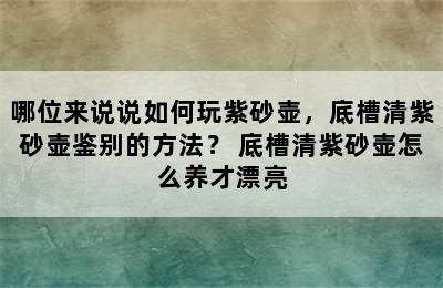 哪位来说说如何玩紫砂壶，底槽清紫砂壶鉴别的方法？ 底槽清紫砂壶怎么养才漂亮